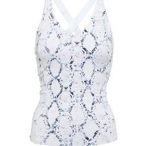 Varley White and Blue Patterned Tank Top